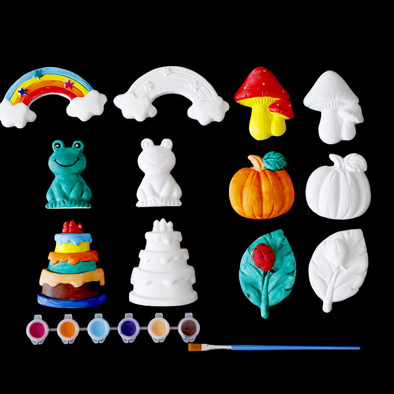 《涂色石膏娃娃彩绘儿童手工益智玩具幼儿园创意石膏涂色画陶瓷绘画