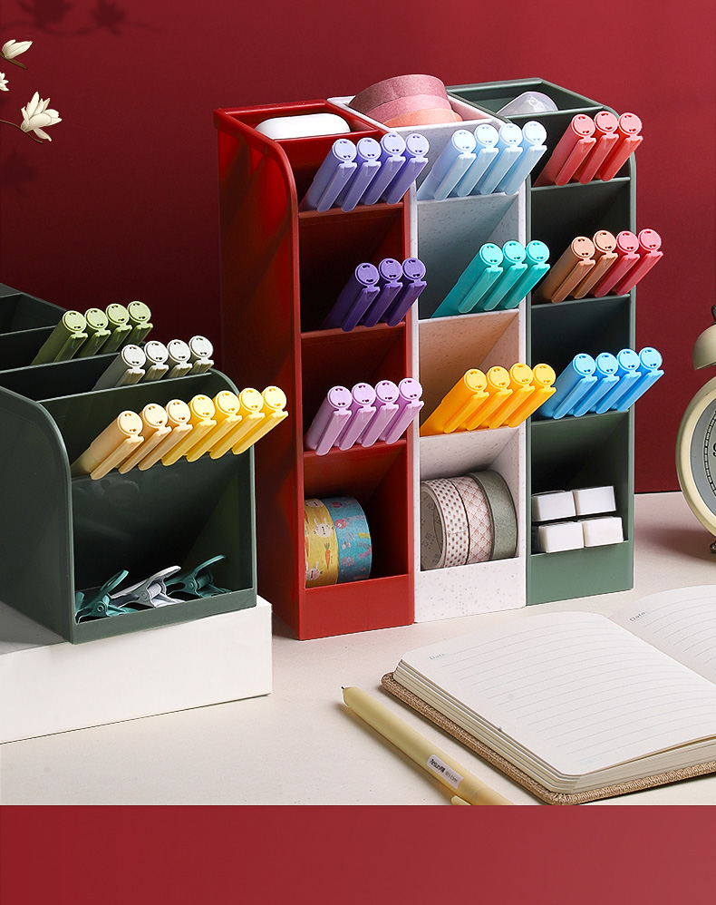 喻娄笔筒斜插式收纳盒笔盒复古办公室桌面桌上放笔的笔架学生大容量多