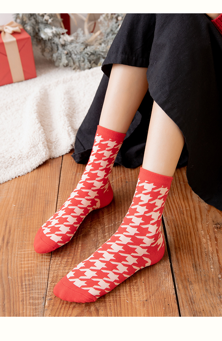 允红色袜子女中筒袜棉冬季本命年大红袜过年礼品女送礼结婚红袜袜子