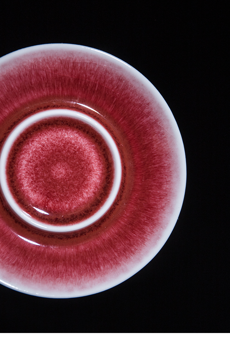 超级新品 柴烧郎红旅行茶具开片大号三才敬茶碗原矿建盏兔毫泡茶器