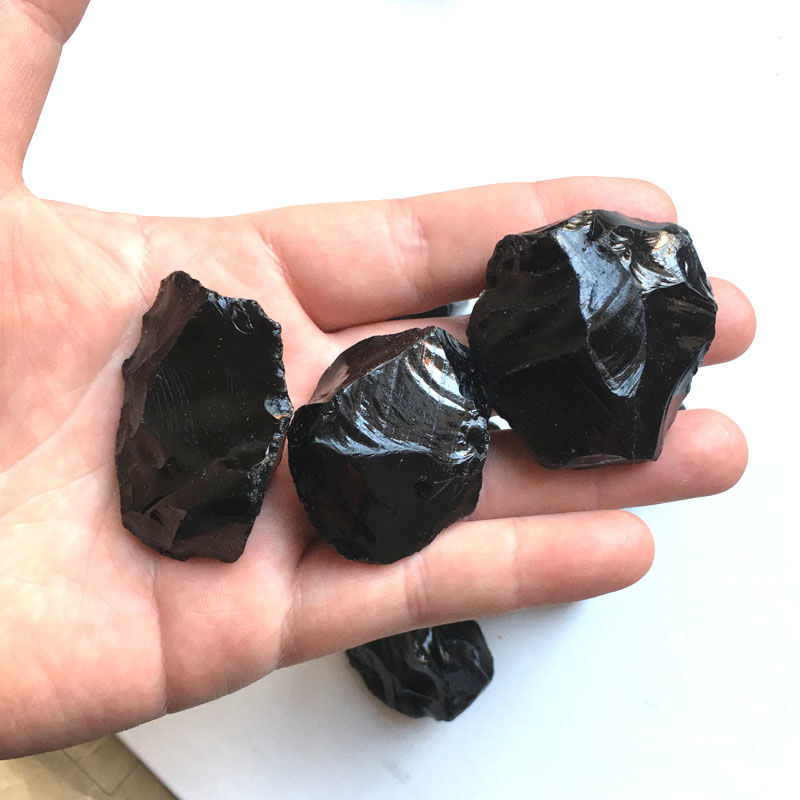 《天然大块黑曜石原石毛料矿石标本摆件镇宅辟邪能量石鱼缸花盆造景