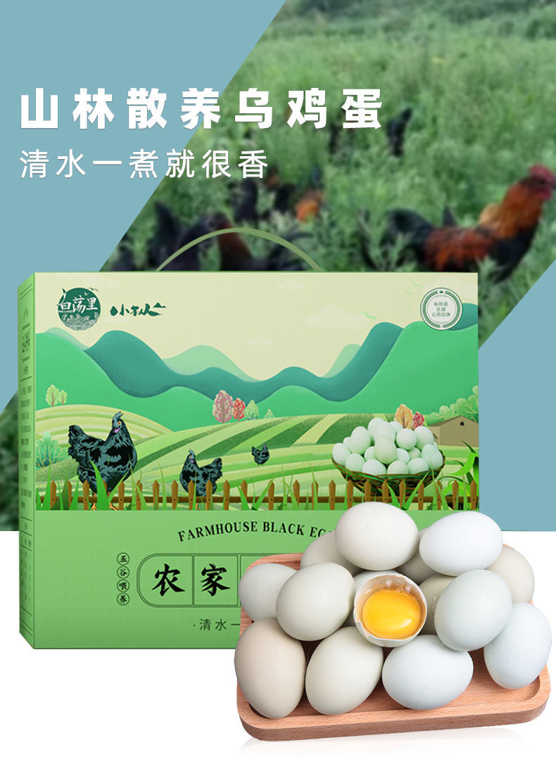 白荡里(swing lake)农家散养绿壳乌鸡蛋土鸡蛋草鸡蛋新鲜40枚礼盒