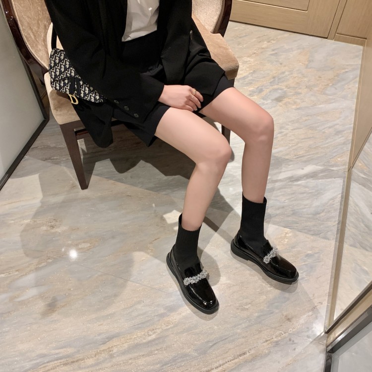 格瑞迪欧小皮鞋平底女单鞋英伦风袜靴瘦瘦靴女显瘦长靴新款复古m196