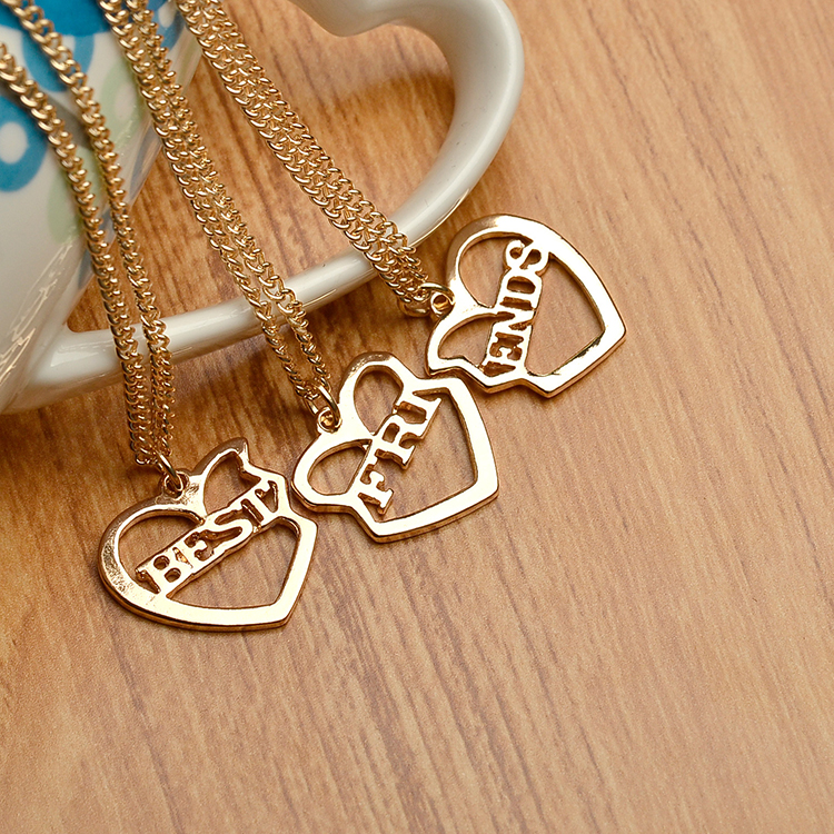 韩版新款闺蜜三人款拼接锁骨项链学生姐妹好朋友友谊吊坠生日 jimi