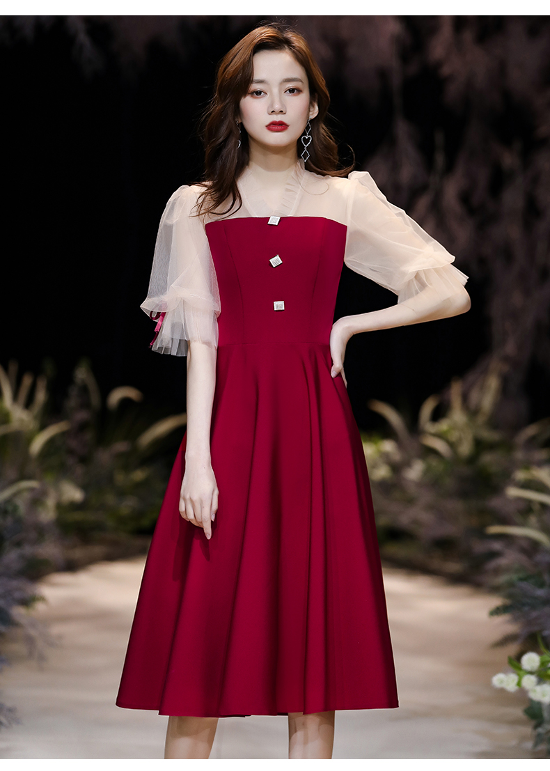 敬酒服新娘2020新款春季红色中长款公主结婚现代平时可穿礼服裙女 云