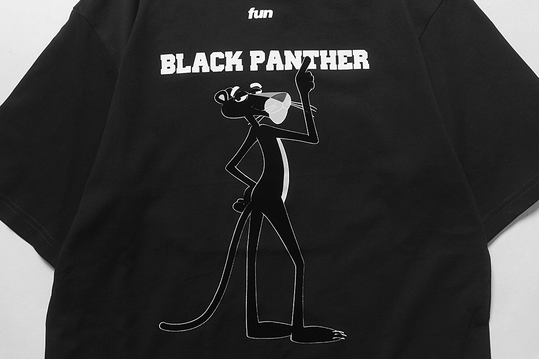 funxpinkpanther黑色粉红豹印花短袖t恤