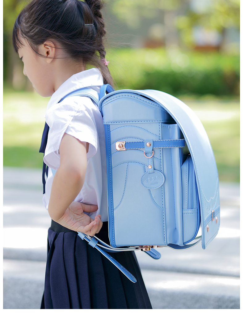 日本ikedaya池田屋小学生儿童护脊书包进口纤维防水天深蓝色