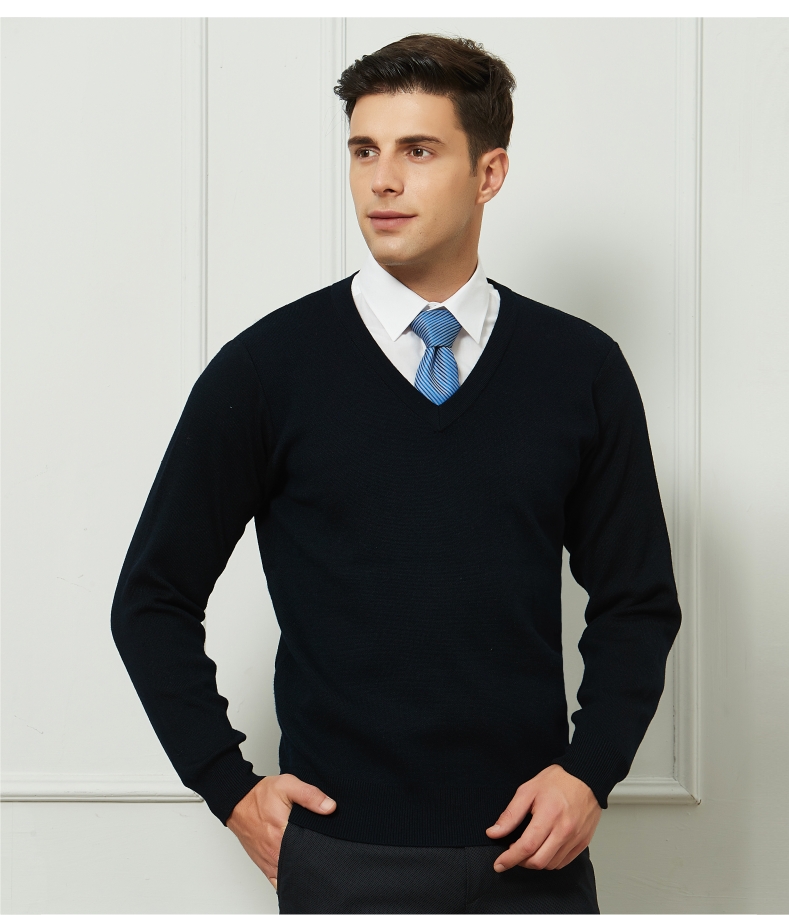 2019秋冬男士领毛衣商务工作鸡心领西装毛线正装针织保暖打底衫