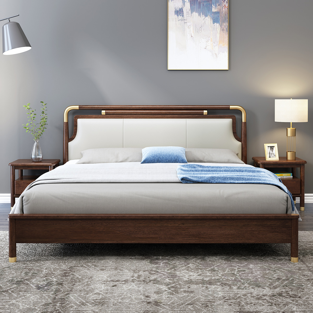 8米胡桃木皮床现代简约北欧轻奢1.5婚床