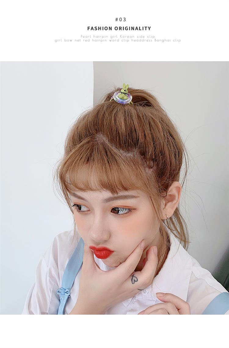 韩版可爱兔子皮筋女扎头网红ins森系头绳少女超仙发绳皮套发圈米白个