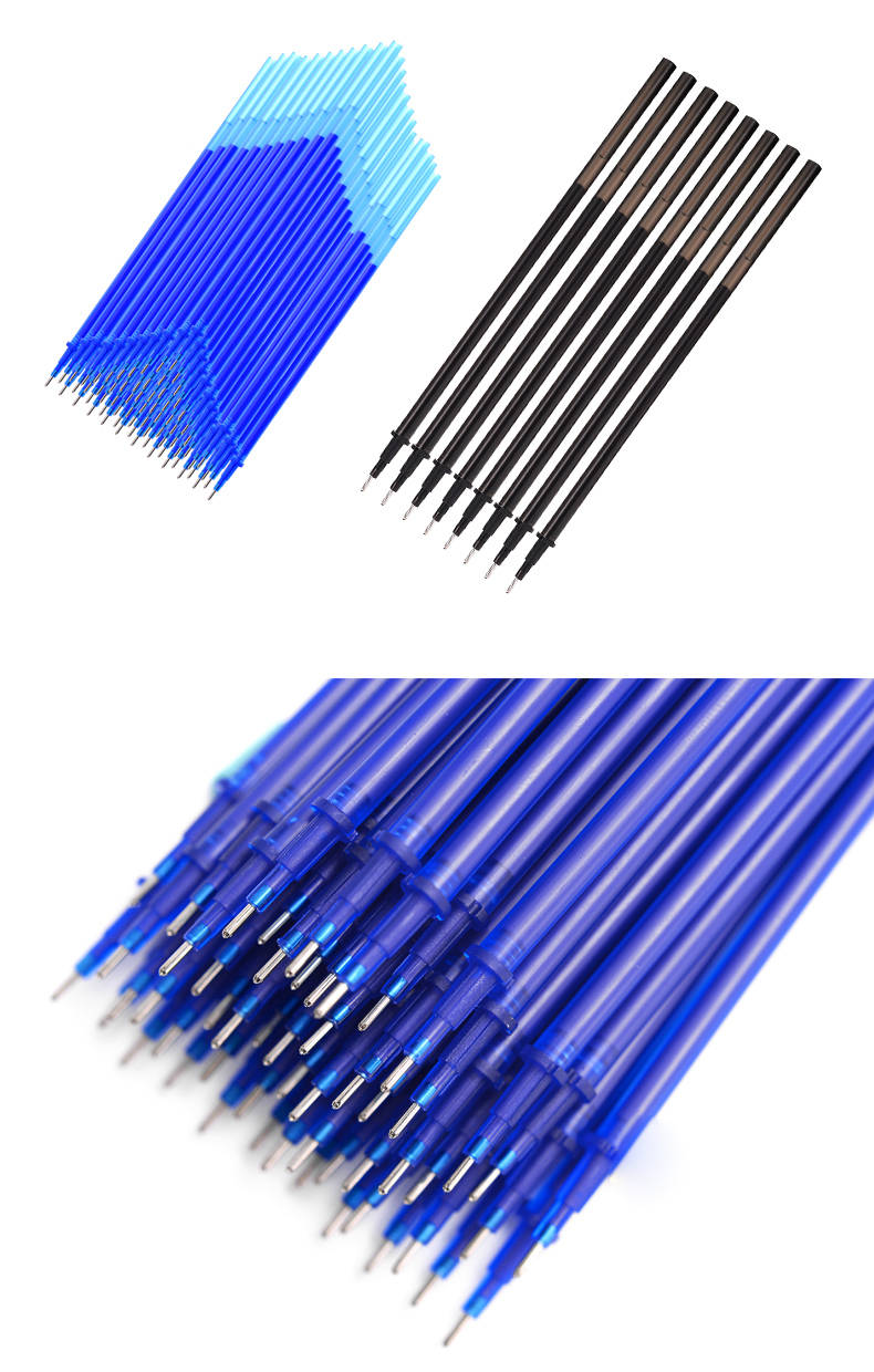 可擦笔芯晶蓝色黑色热可擦全针管中性笔笔芯小学生专用可擦笔替芯 晶