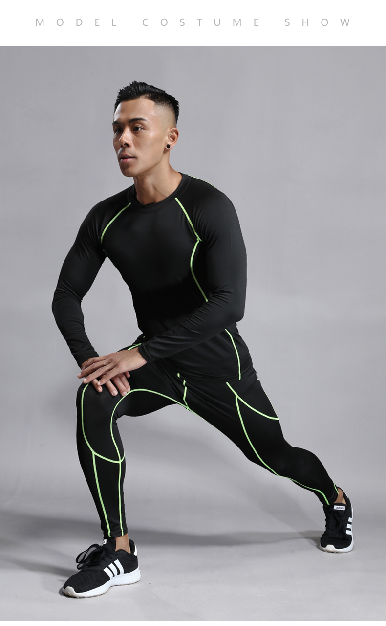 跑步运动套装男长袖秋冬健身速干衣篮球足球晨跑紧身衣训练服迈尔尼诺