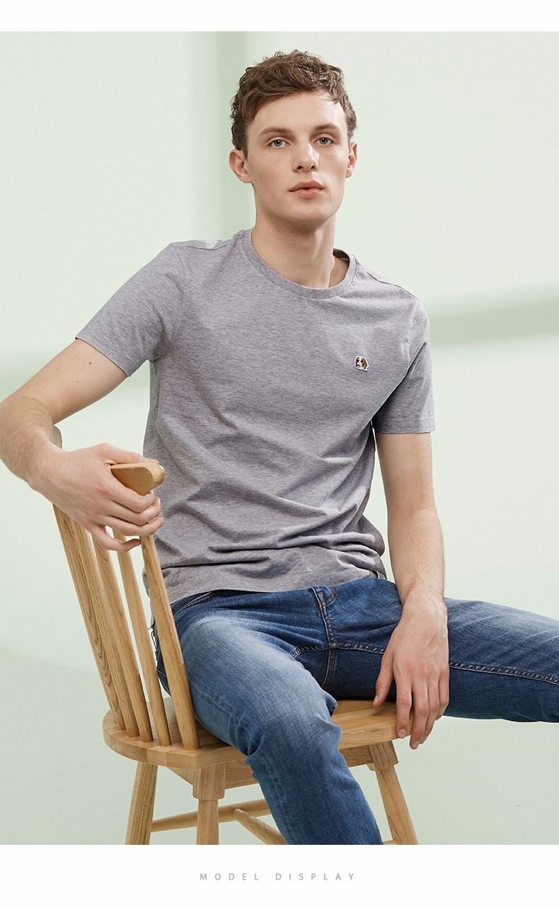 phiz系列哈吉斯hazzys夏装新款t恤衫男时尚简约纯色棉t恤