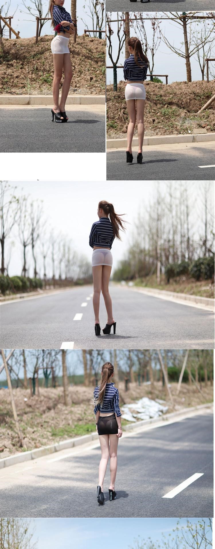 超短裙户外免脱情趣套装免脱户外野外超短裙走光后入情