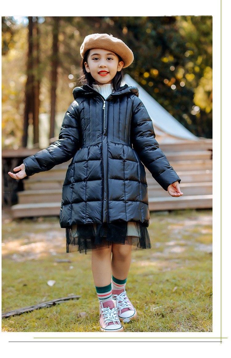 乐卉同款女童冬季羽绒服小女孩洋气中长款儿童宝宝童装外套