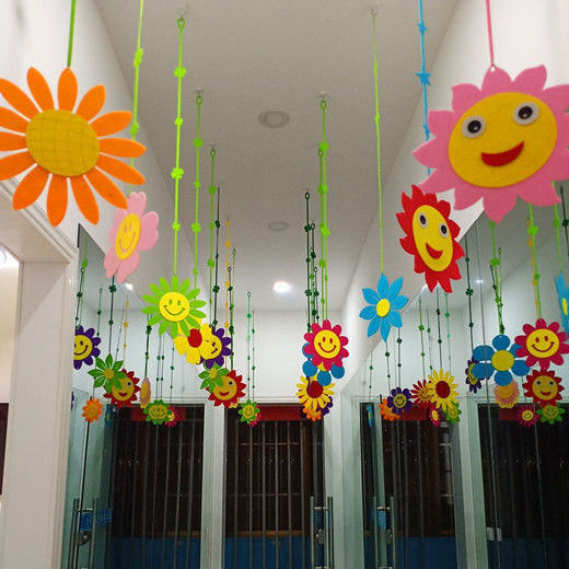 幼儿园开学吊饰创意装饰教室走廊屋顶悬挂环境布置材料挂饰挂件 双面