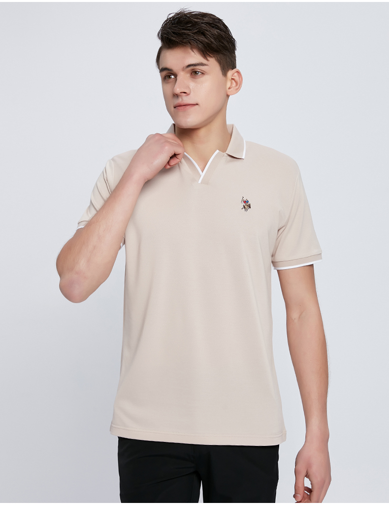 uspolo assn 夏季新款男士polo衫短袖翻领纯色宽松休闲青年商务上衣