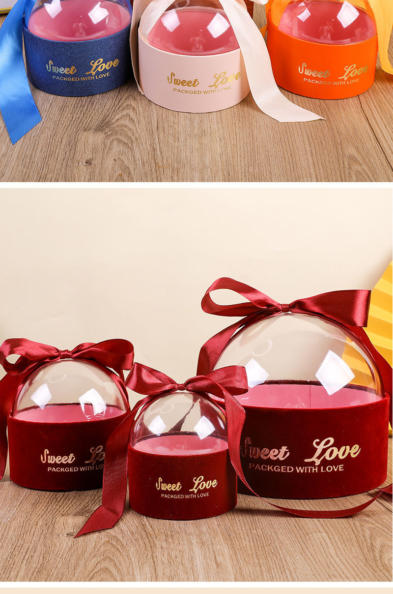 新款透明亚克力半圆伴娘伴郞伴手礼盒结婚喜糖盒礼品包装盒空盒红色