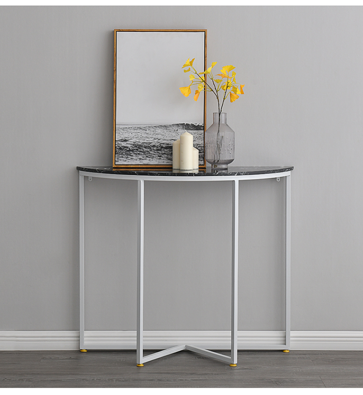 杞沐现代简约半圆玄关柜北欧轻奢风靠墙边柜长条窄案台大理石玄关桌子