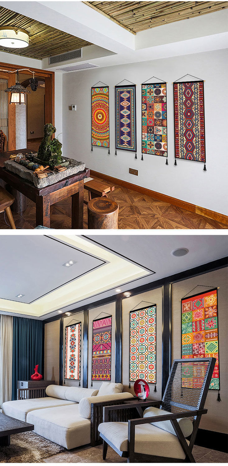 《波西米亚风挂毯布艺挂画墙面装饰画客厅卧室壁毯布画民宿装饰墙画