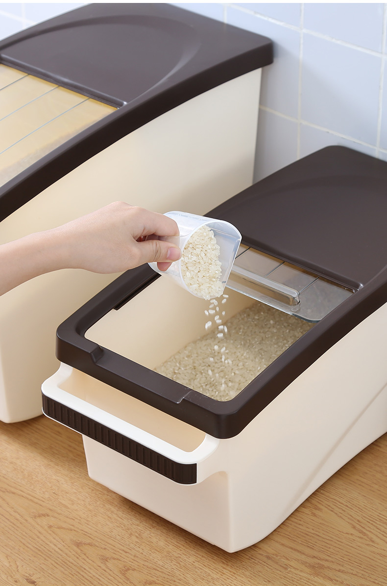 艺呈20斤装推拉式米桶密封家用面粉桶50的大米容器储存30防虫防潮米箱