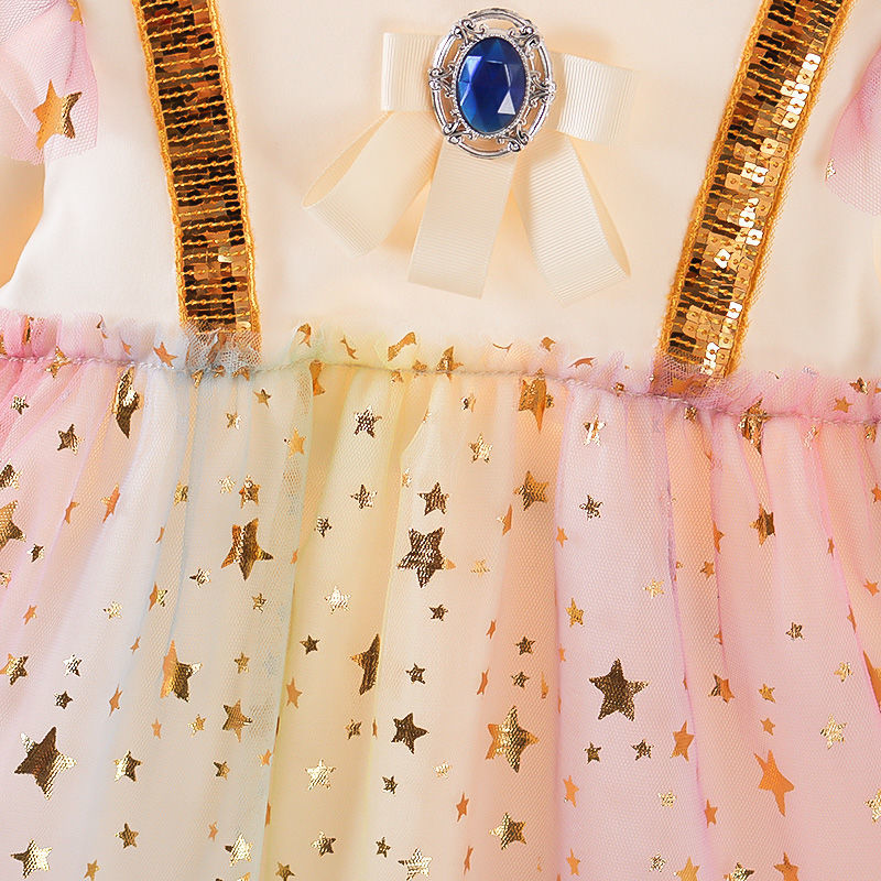 女童公主裙秋装彩虹裙天使裙艾莎连衣裙新款儿童裙子演出服霸气nn宝石