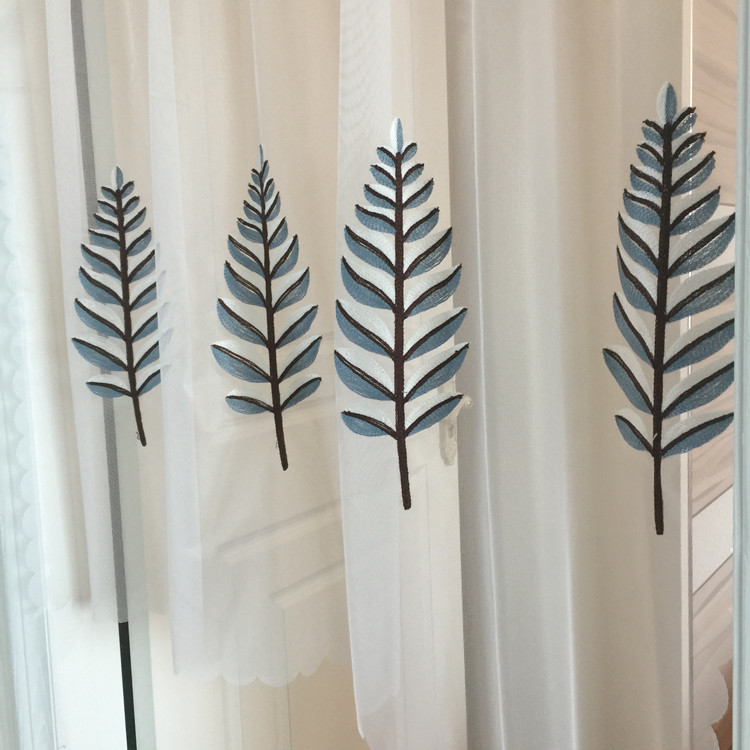 送免打孔伸缩杆韩式绣花门帘书柜橱柜装饰帘防尘帘