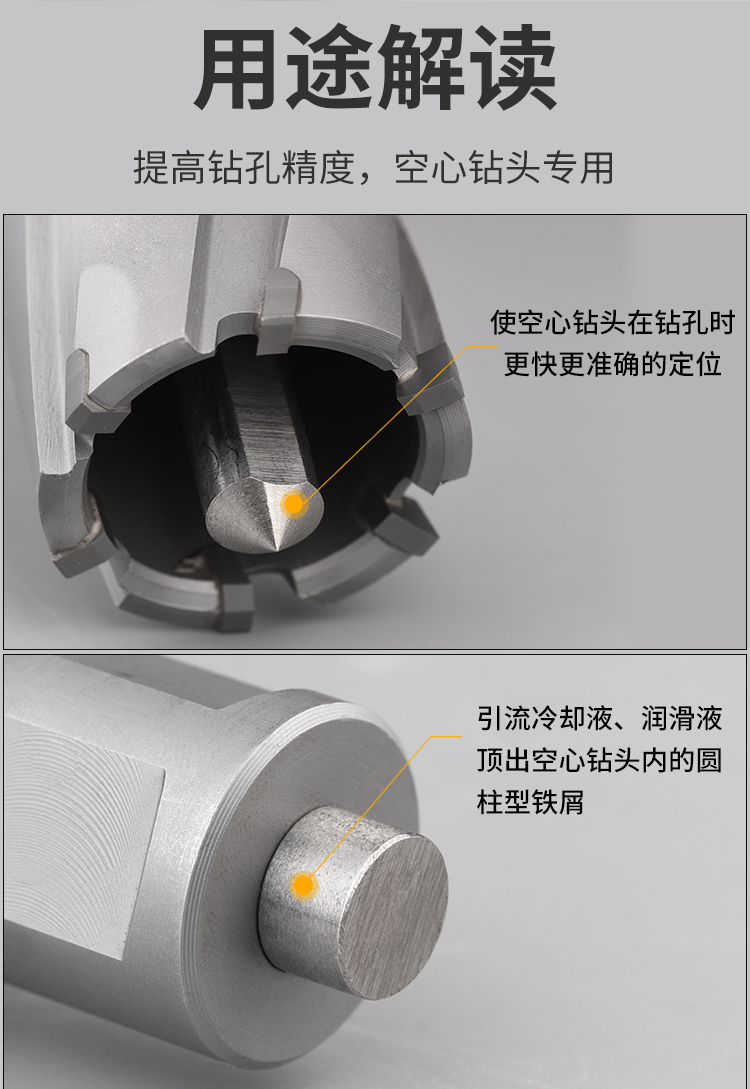 定做磁力鑽空心鑽頭取芯鑽頭鑽頭配套頂針定位芯中心針擴孔開孔器