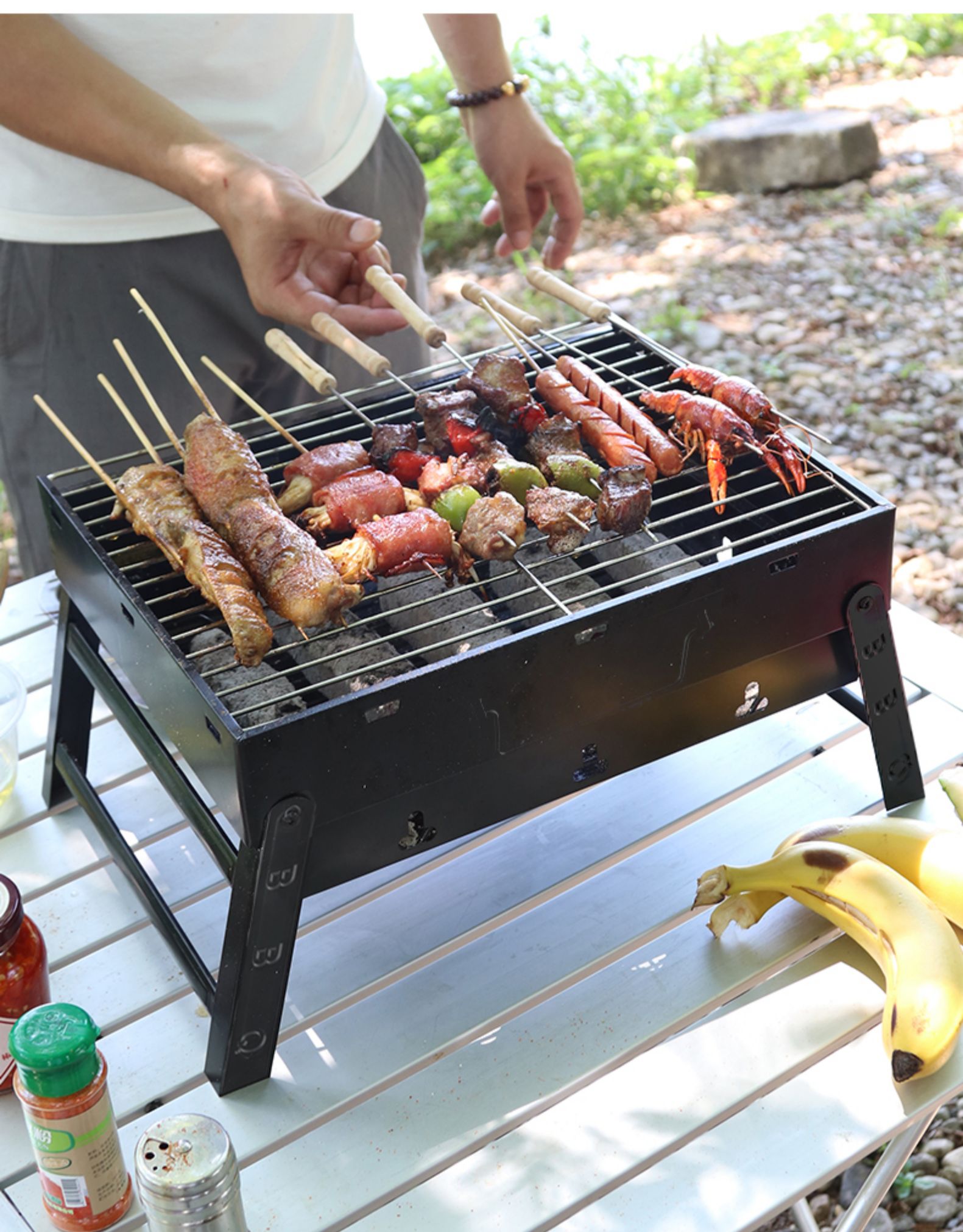 烧烤架户外古达迷你烧烤炉家用木炭用具烤串单人烤肉小型野外全大号