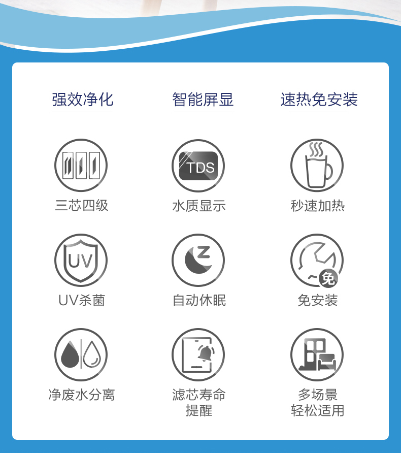 沁园truliva饮水机家用台式ro膜反渗透直饮机桌面速热免安装净饮机