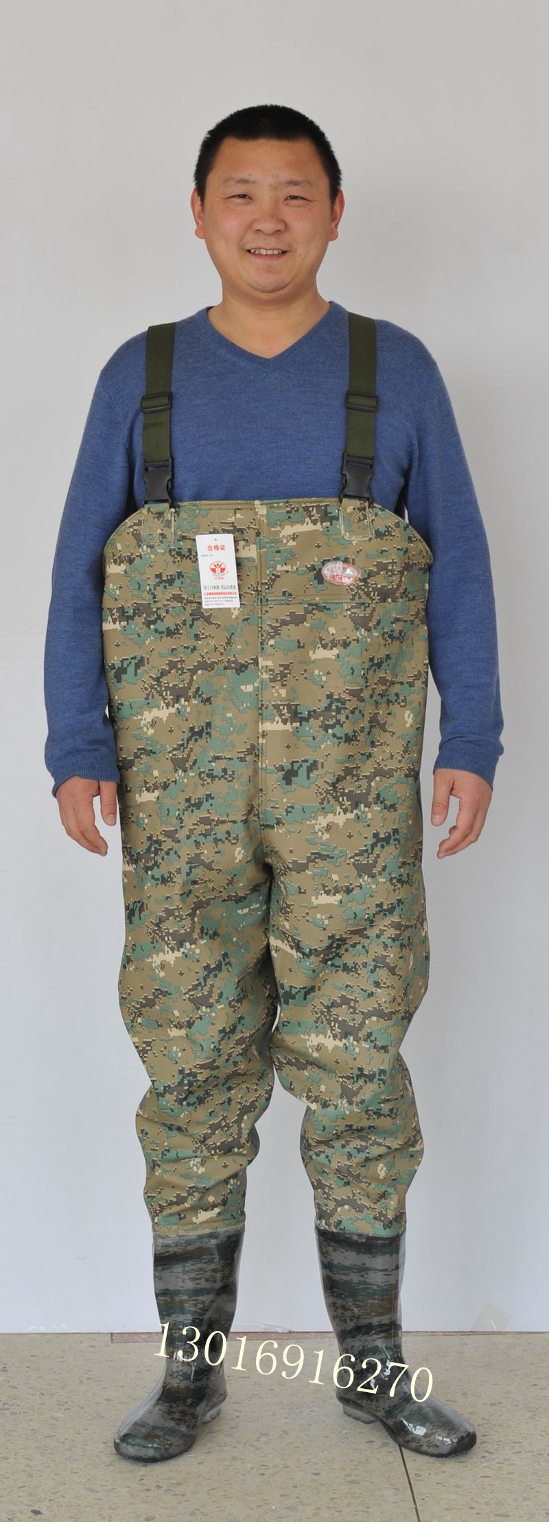 打渔郎加厚下水裤半身捕鱼雨裤男连体全身下水衣皮水叉裤水裤耐磨