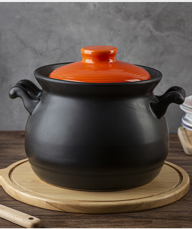 艺呈燃气专用陶瓷砂锅明火直烧大容量炖锅可高温煲汤煮粥汤锅橙盖炖锅