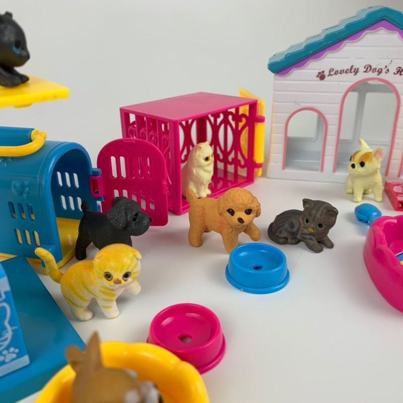 《仿真猫咪宠物狗狗宠物店迷你猫狗女孩过家家玩偶亲子互动益智玩具