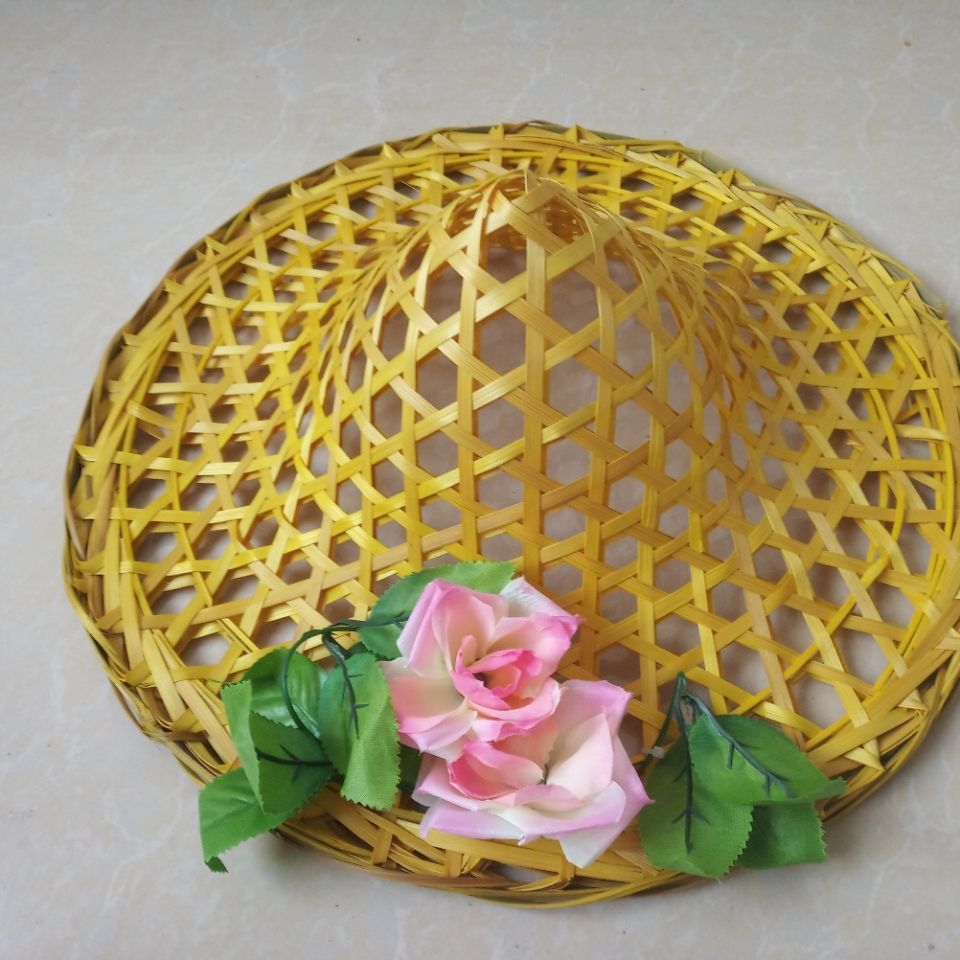 促销舞蹈斗笠道具帽子黎乡笠影舞台表演斗笠农家乐装饰镂空舞蹈帽竹本