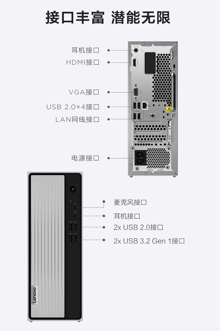 联想(lenovo)电脑天逸510s 联想天逸510s主机i3-10100 8g 512g ssd