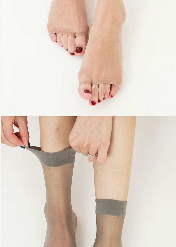 露趾袜子女夏季镂空丝袜中筒鱼嘴袜漏露脚趾薄短袜黑肤肉色对对袜 费