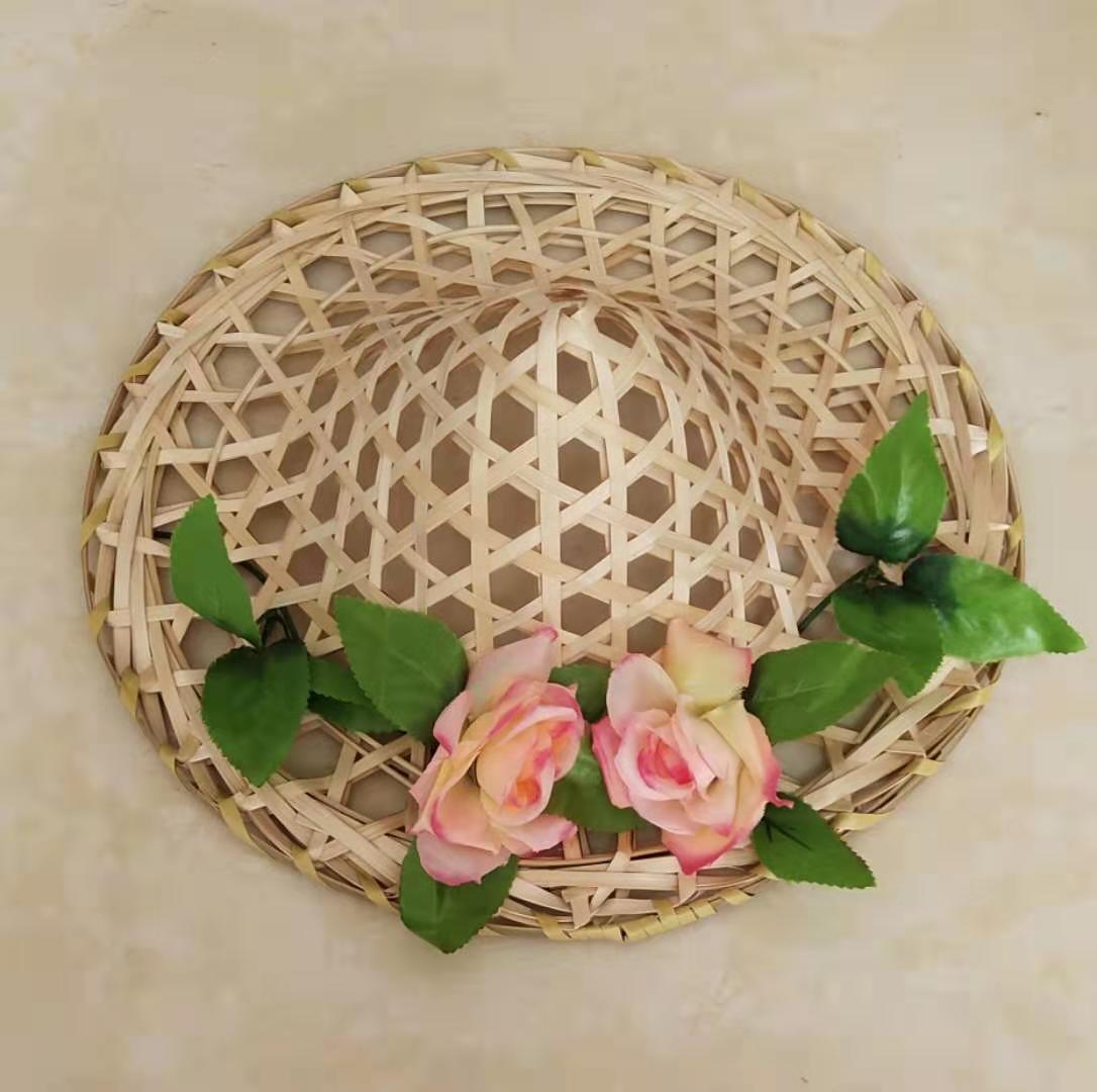 促销舞蹈斗笠道具帽子黎乡笠影舞台表演斗笠农家乐装饰镂空舞蹈帽竹本