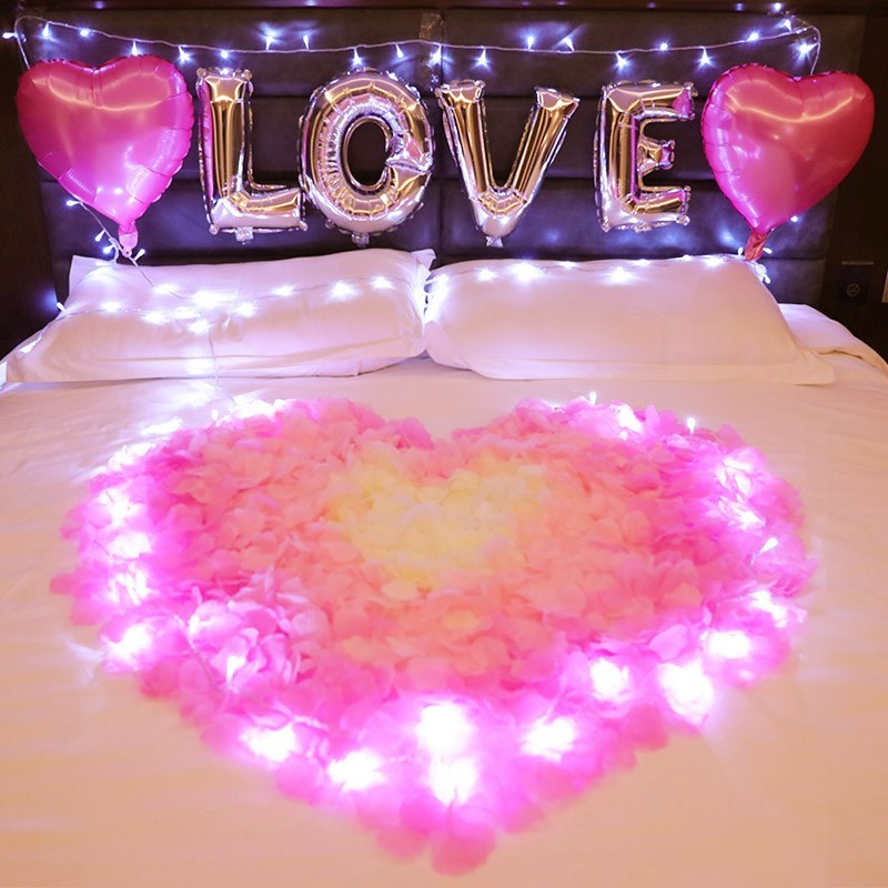 网红生日床上布置结婚庆用品仿真玫瑰花瓣婚礼求婚浪漫表白婚房假