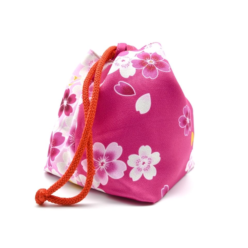 和服手袋日本和风小包手拎包布艺樱花包零钱杂物包酒红小樱花均码