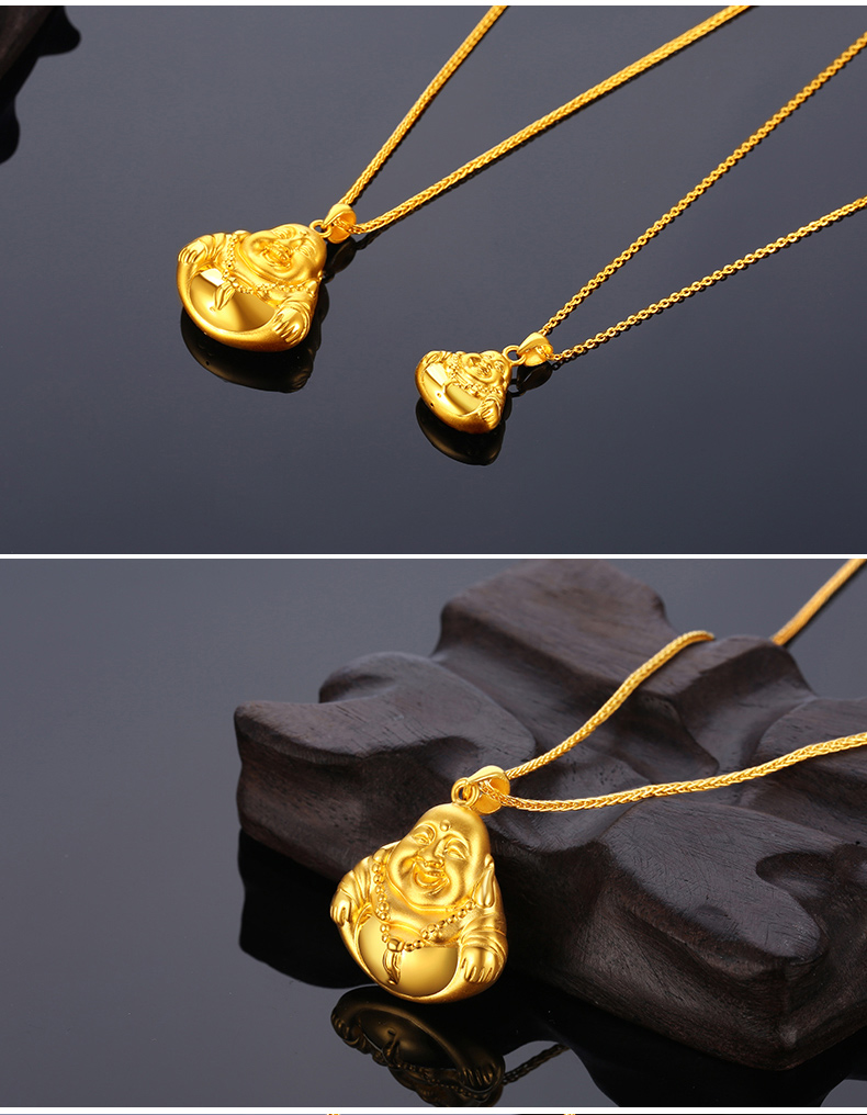 手拉手slaso3d硬金弥勒佛吊坠黄金佛吊坠足金999笑面佛男女款送礼珠宝