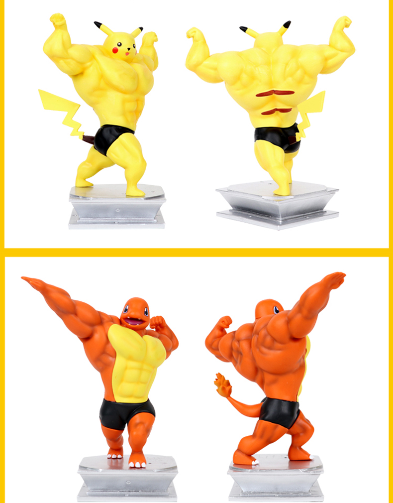 神奇宝贝肌肉猛男皮卡丘手办杰尼龟妙蛙种子小火龙可达鸭宠物精灵