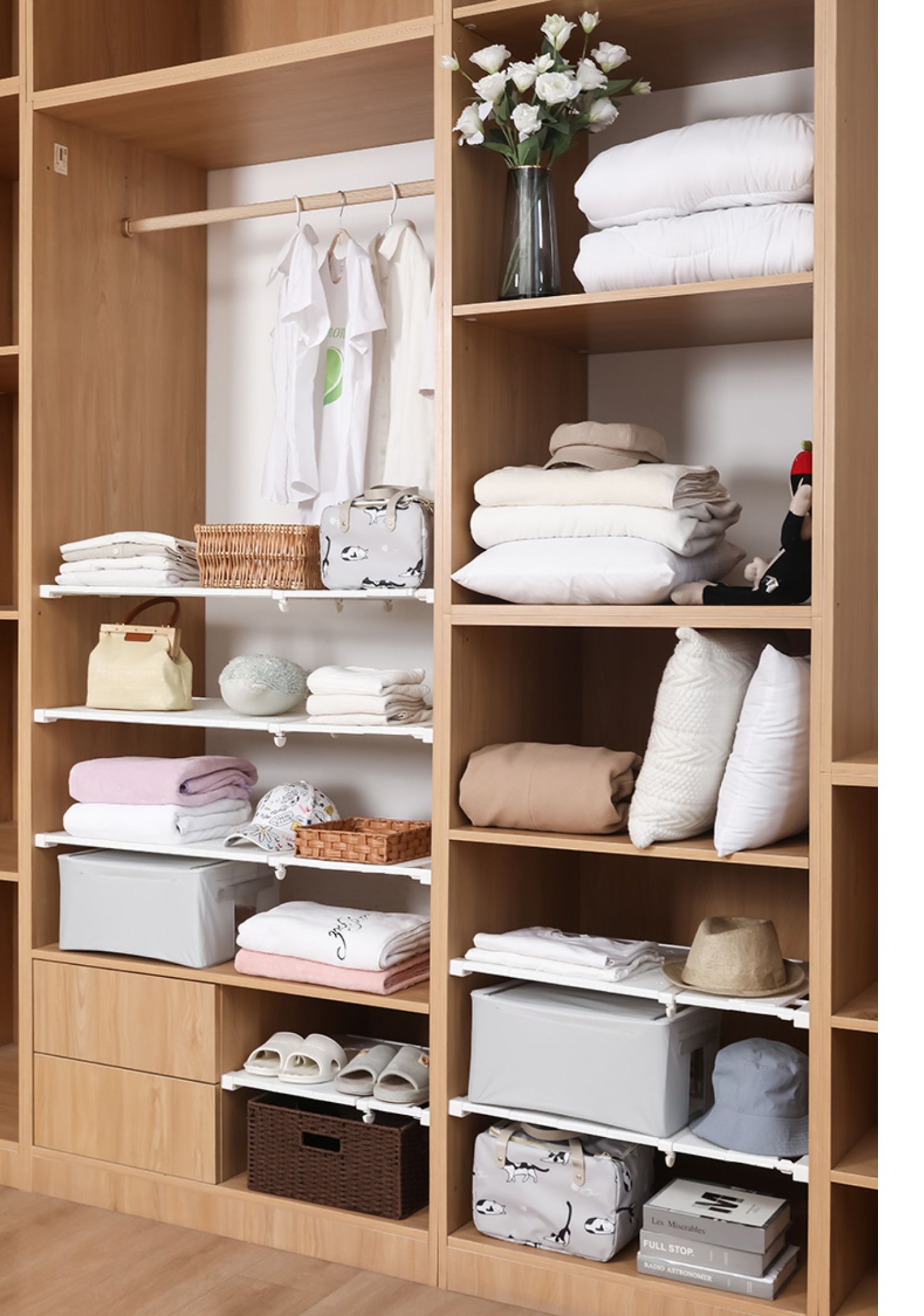 三维工匠衣柜分层隔板柜子隔层隔断橱柜免钉可伸缩卧室浴室置物架分隔