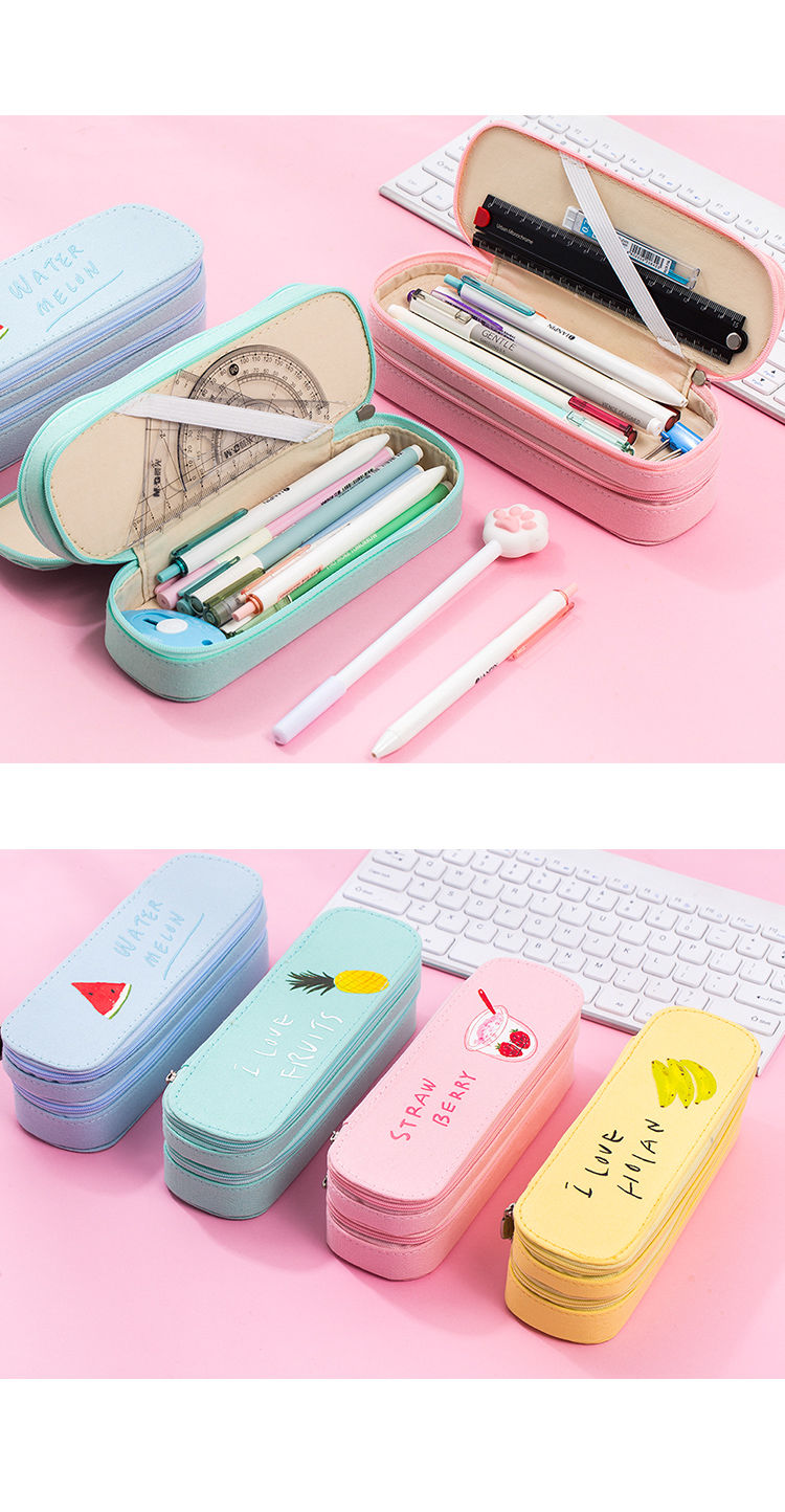 大容量帆布双层笔袋女生韩版网红文具盒简约可爱男女孩创意铅笔盒