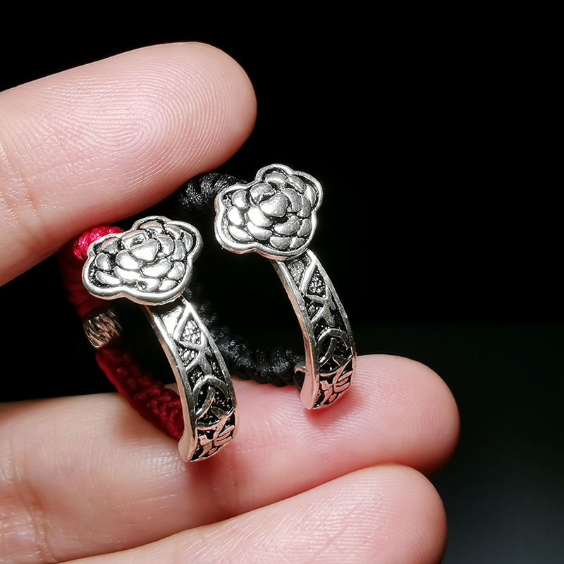 原创设计s925纯银如意情侣戒指简约时尚编织戒指女古风饰品闺蜜 jimi