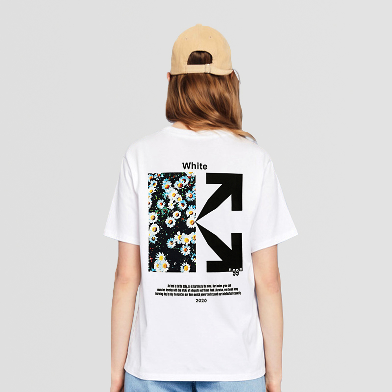 off white短袖男2020新款ow潮牌小雏菊箭头圆领宽松t恤男女情侣款