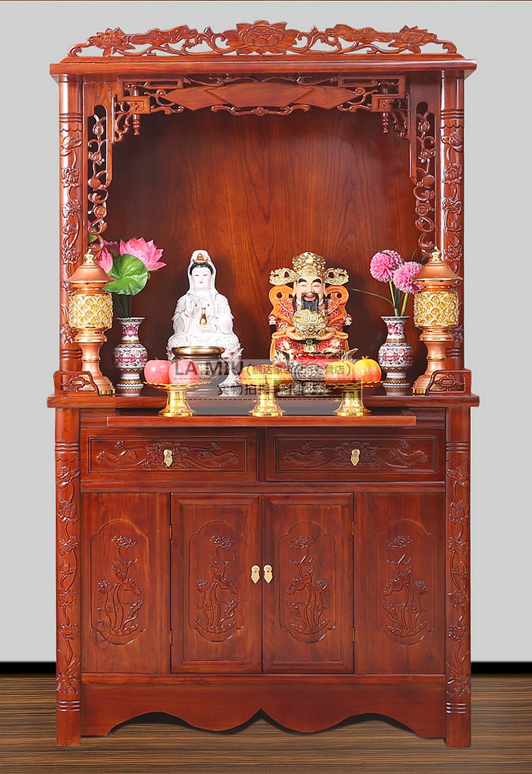 佛柜立柜带中式家用供桌榆木现代简约实木佛龛神台柜财神爷供桌