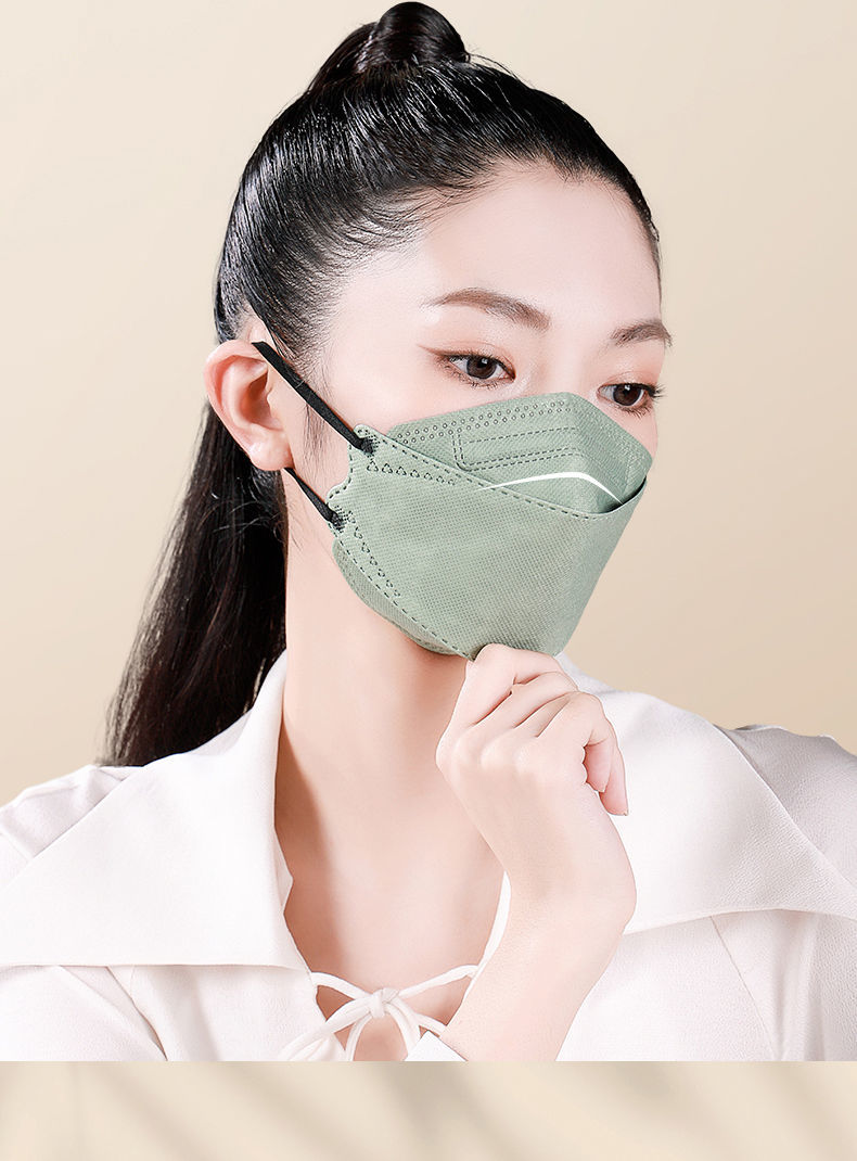 50片100片装莫兰迪kf94口罩鱼嘴型民用防护时尚柳叶型男女同款3d口罩