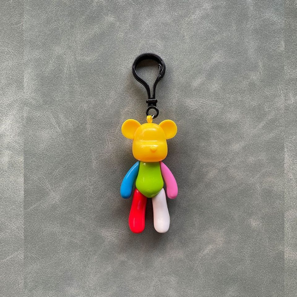 潮品彩色撞色ins卡通暴力熊diy小熊钥匙扣汽车钥匙圈包包挂饰