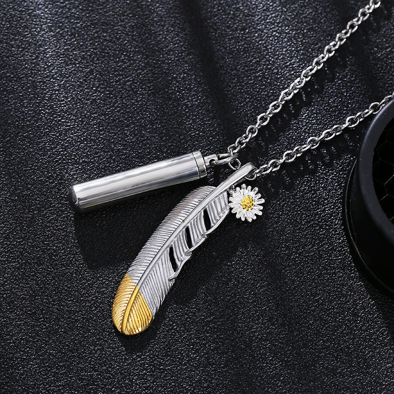 权志龙gd同款项链雏菊羽毛瓶子吊坠挂坠可打开潮流男女嘻哈挂饰品