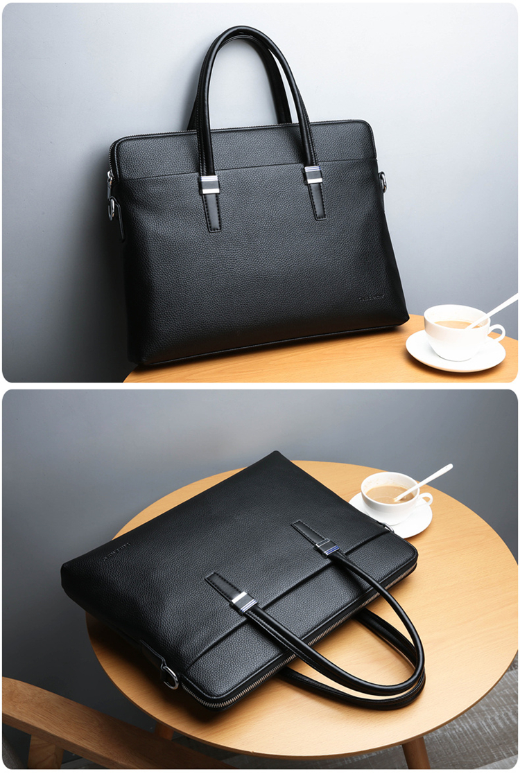 男包手提包商务男士公文包防水横款休闲电脑包男皮包大容量公务包大气
